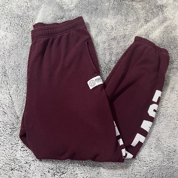 PINK Victoria's Secret Pants - VS PINK Maroon Logo Campus Jogger Sweatpants
